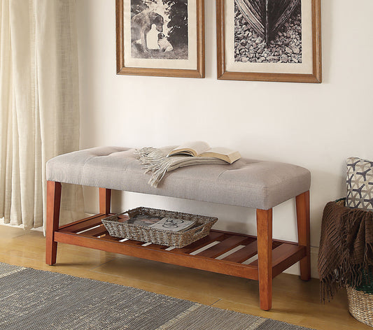 ACME Charla Bench in Light Gray & Oak 96680