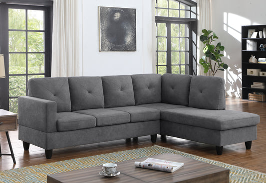 Ivan 96" Dark Gray Woven Sectional Sofa with Right Facing Chaise