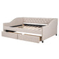 Upholstered daybed with Two Drawers, Wood Slat Support, Beige, Full Size(OLD SKU :LP001111AAA)