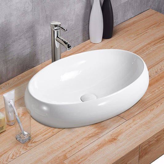 Vessel Bathroom Sink Basin in White Ceramic