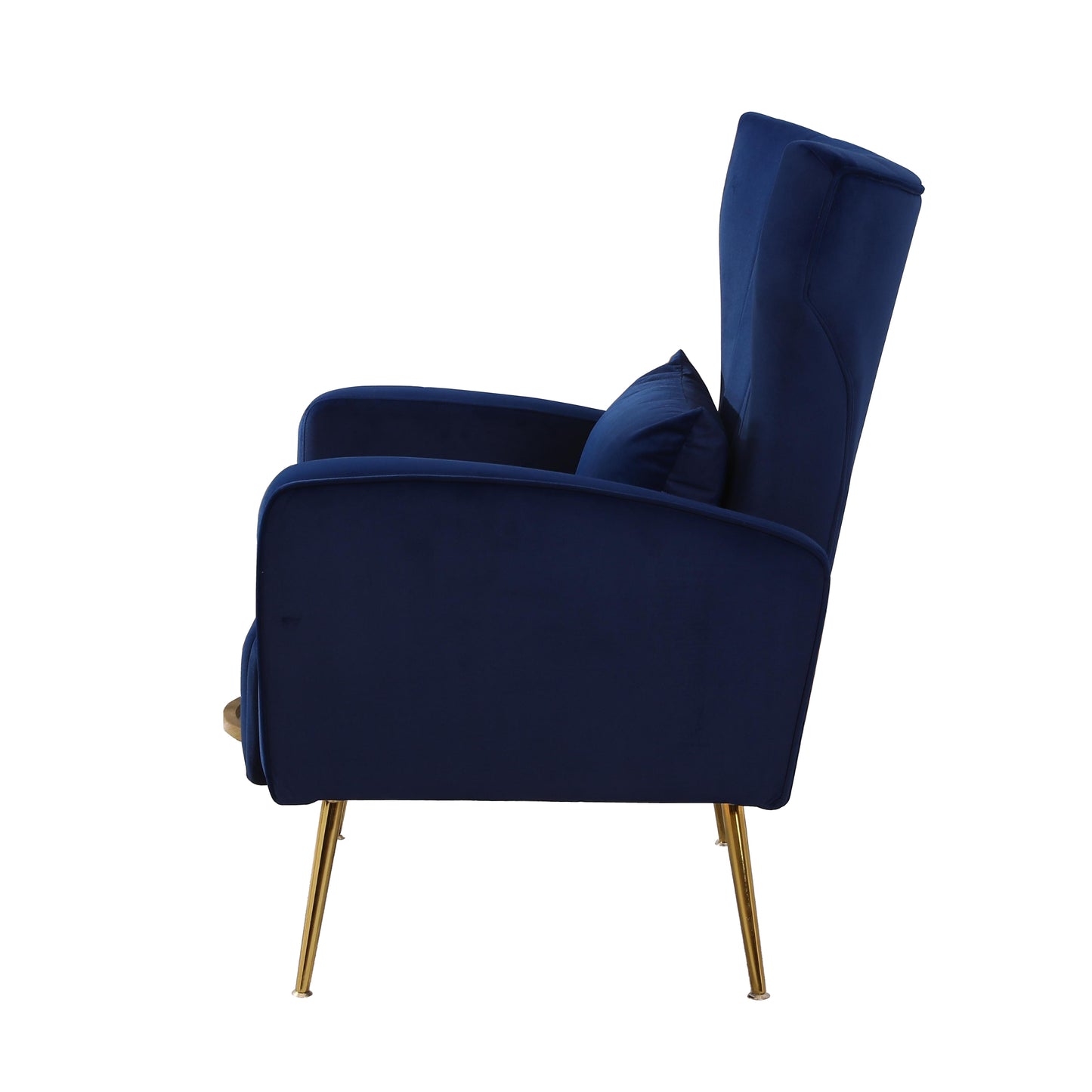 FONDHOME Velvet Accent Chair, Modern Living Room Armchair Comfy Upholstered Single Sofa Chair for Bedroom Dorms Reading Reception Room with Gold Legs & Small Pillow, Royal Blue