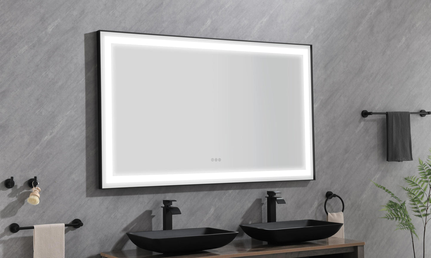 84*48 LED Lighted Bathroom Wall Mounted Mirror with High Lumen+Anti-Fog Separately Control