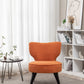 Teddy velvet Single accent chair, wooden legs, padded upholstery, High density foam, small modern armless chair, living room bedroom, ORANGE