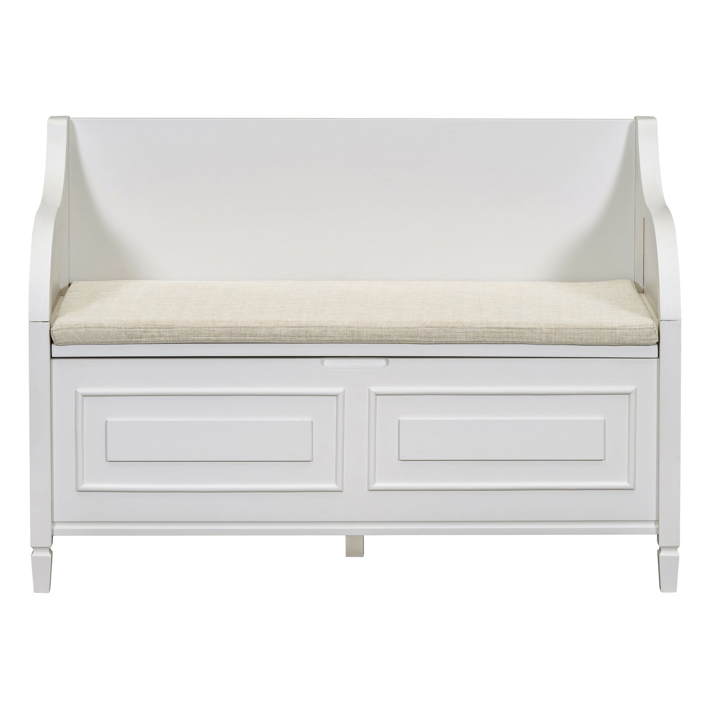 TREXM Rustic Style Solid wood Entryway Multifunctional Storage Bench with Safety Hinge (White+ Beige)