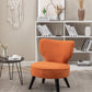 Teddy velvet Single accent chair, wooden legs, padded upholstery, High density foam, small modern armless chair, living room bedroom, ORANGE