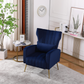 FONDHOME Velvet Accent Chair, Modern Living Room Armchair Comfy Upholstered Single Sofa Chair for Bedroom Dorms Reading Reception Room with Gold Legs & Small Pillow, Royal Blue