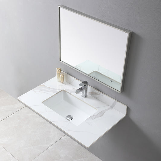 Montary 37inch bathroom vanity top stone carrara gold new style tops with rectangle undermount ceramic sink and single faucet hole