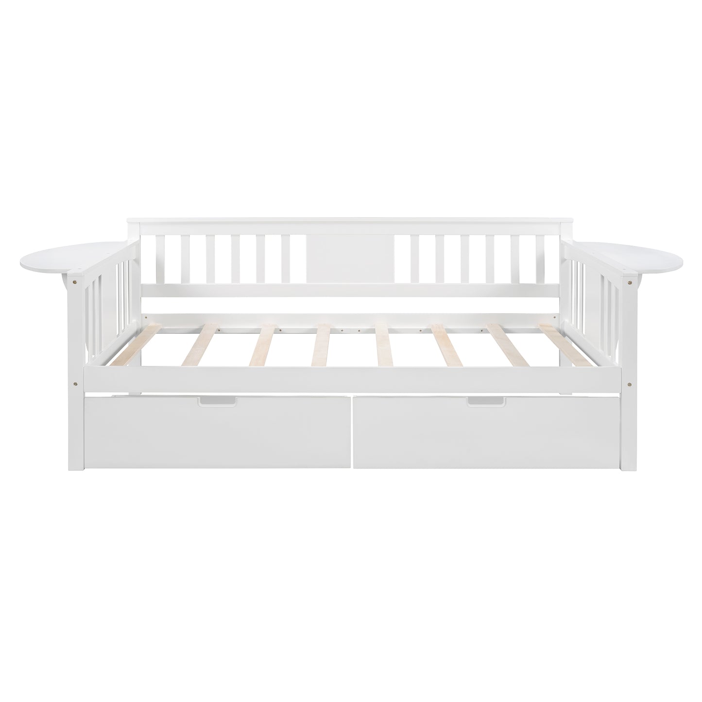 Twin size Daybed with Two Drawers, Wood Slat Support, White
