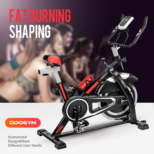 Indoor Cycling Bike Stationary - Exercise Bike with Comfortable Seat Cushion, Phone/Ipad Bracket, Heavy Flywheel and LCD Monitor for Home Gym