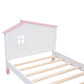 3-Pieces Bedroom Sets Twin Size Platform Bed with Nightstand and Storage dresser,White+Pink
