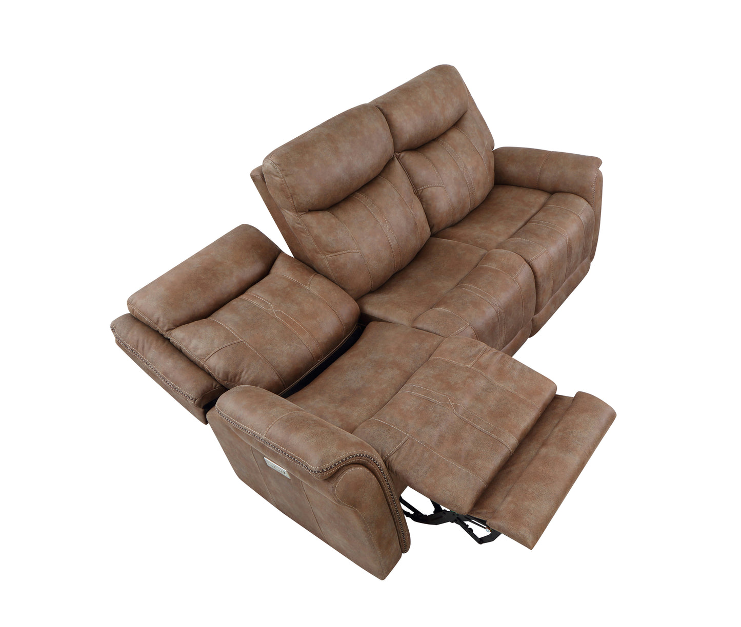 Luxurious Camel Power Sofa Recliner - Traditional Meets Modern - Power Footrest, Power Headrest, USB Charging