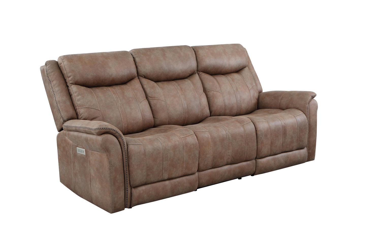 Luxurious Camel Power Sofa Recliner - Traditional Meets Modern - Power Footrest, Power Headrest, USB Charging