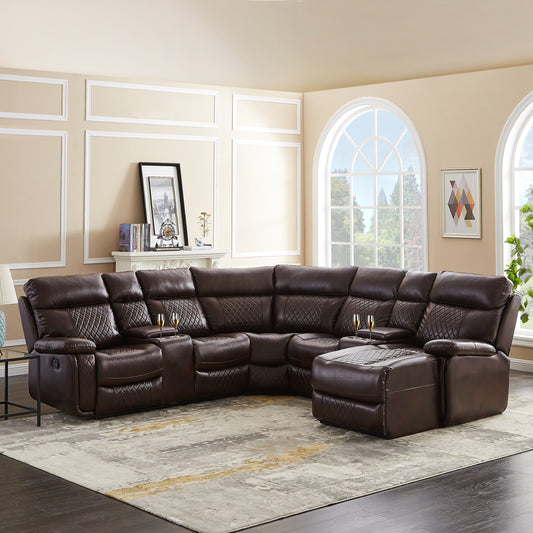 SECTIONAL MOTION SOFA BRWON (same as W223S00509 Size difference, See Details in page.)