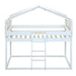 Twin Over Twin Bunk Bed Wood Bed with Tent, White