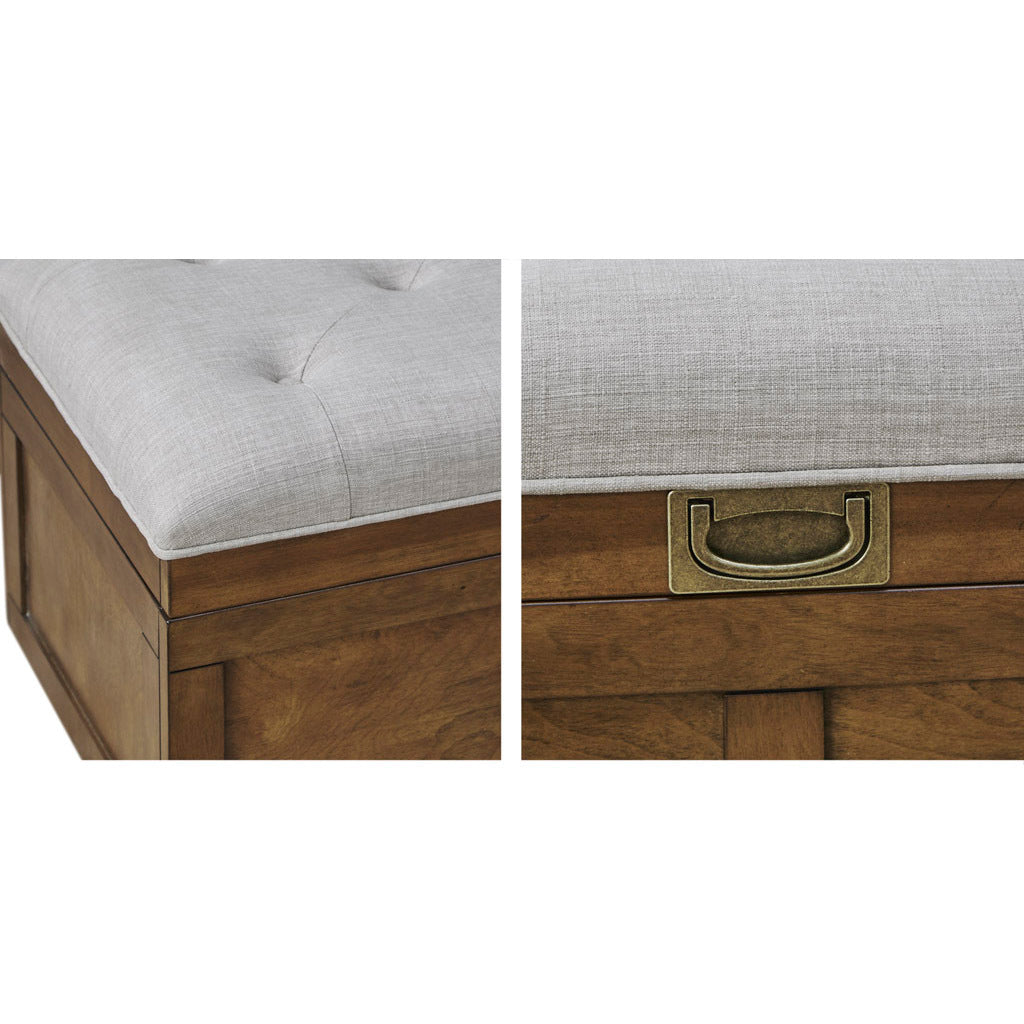 Wood and Upholstered Soft Close Storage Bench