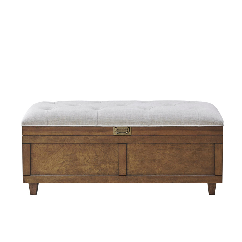 Wood and Upholstered Soft Close Storage Bench