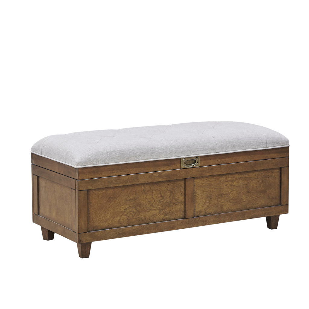 Wood and Upholstered Soft Close Storage Bench