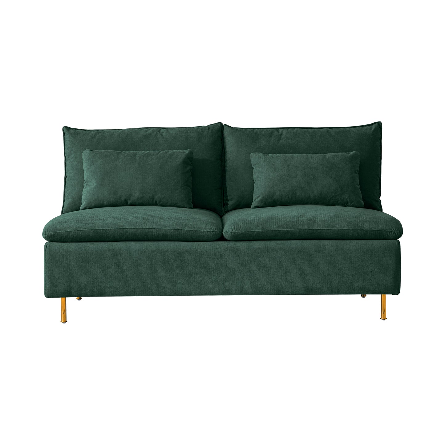 Modern Armless Loveseat Couch,Armless Settee Bench, Emerald Cotton Linen-59.8''