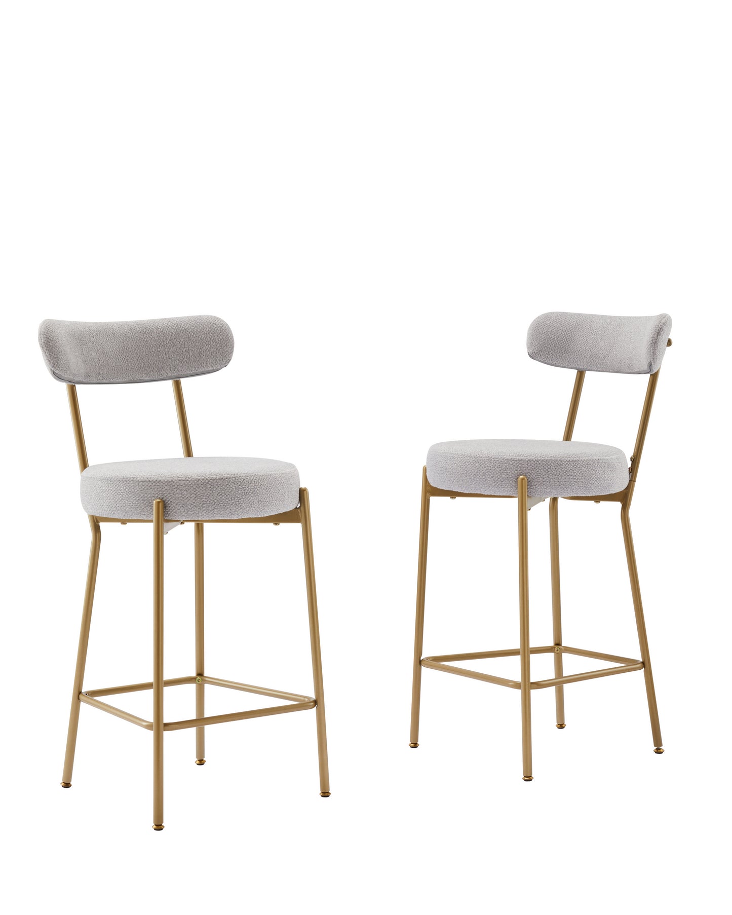 25" Modern Gold Bar Stools Set of 2 Counter Height Bar Stools for Kitchen Counter Upholstered Sherpa Counter Stools with Backs Kitchen Island Stool