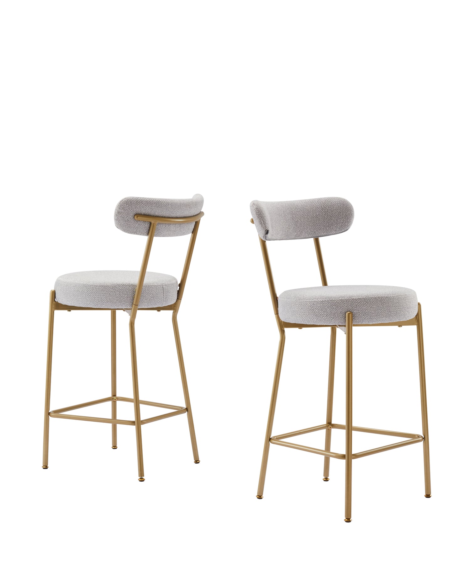 25" Modern Gold Bar Stools Set of 2 Counter Height Bar Stools for Kitchen Counter Upholstered Sherpa Counter Stools with Backs Kitchen Island Stool