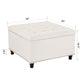Large Square Tufted Upholstered Ottoman Bench and Coffee Table with Storage, Oversized Footrest for Living Room, Beige