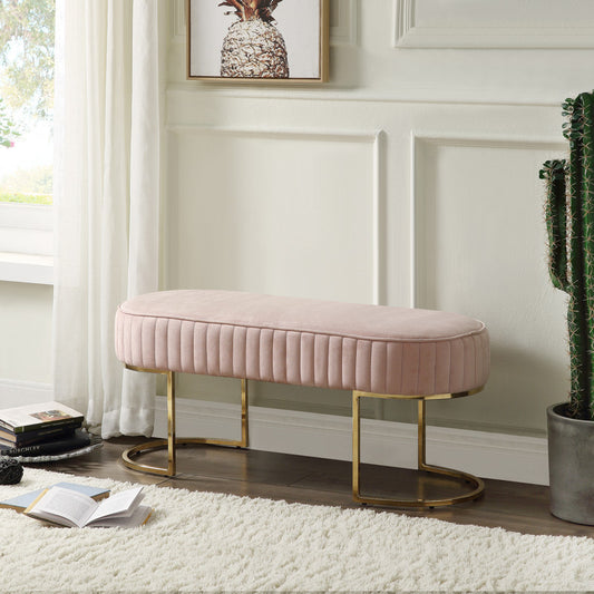 Set of 2 Julianne Pink Velvet 41" Bench with Metal Base