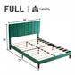 Full Size Frame Platform Bed with Upholstered Headboard and Slat Support, Heavy Duty Mattress Foundation, No Box Spring Required, Easy to Assemble, Green