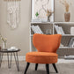 Teddy velvet Single accent chair, wooden legs, padded upholstery, High density foam, small modern armless chair, living room bedroom, ORANGE