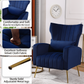 FONDHOME Velvet Accent Chair, Modern Living Room Armchair Comfy Upholstered Single Sofa Chair for Bedroom Dorms Reading Reception Room with Gold Legs & Small Pillow, Royal Blue