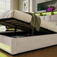 Full size Upholstered Platform bed with a Hydraulic Storage System, LED and USB Charging, Natural (without mattress)