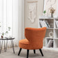 Teddy velvet Single accent chair, wooden legs, padded upholstery, High density foam, small modern armless chair, living room bedroom, ORANGE