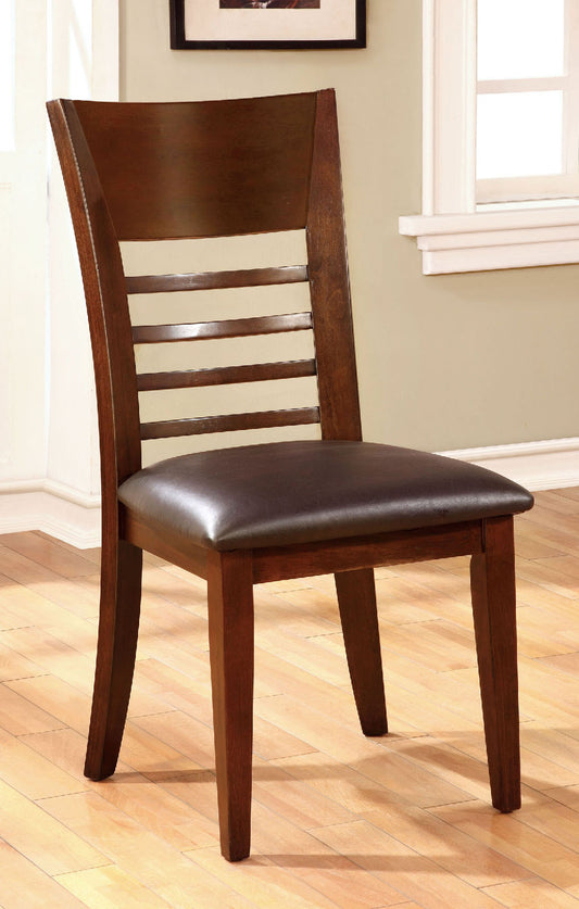 Classic Transitional Set of 2 Dining Chairs Brown Cherry Solid wood Espresso Leatherette Cushion Seat Ladder Back Side Chairs Kitchen Dining Room Furniture