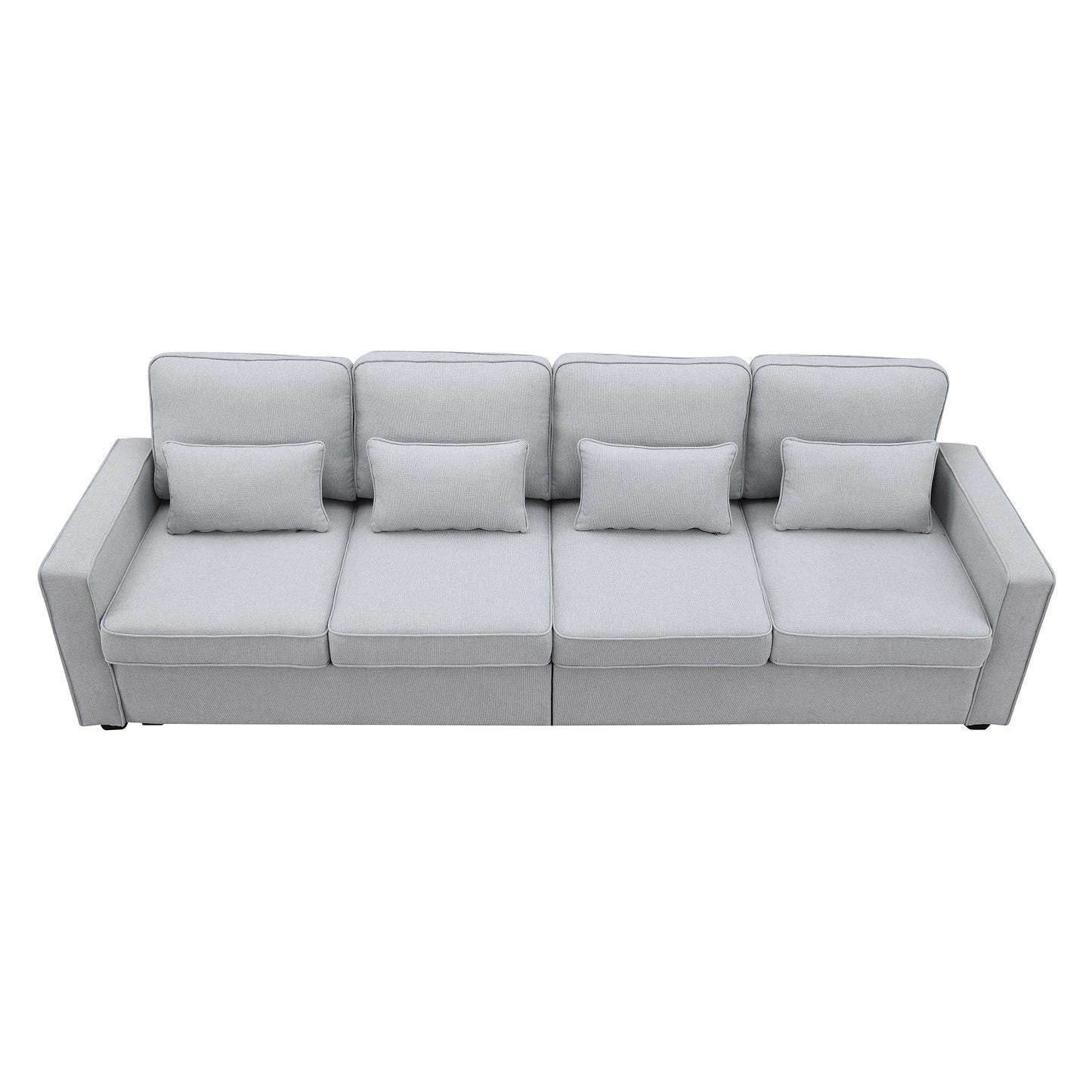 [VIDEO provided] [New] 104" 4-Seater Modern Linen Fabric Sofa with Armrest Pockets and 4 Pillows,Minimalist Style Couch for Living Room, Apartment, Office,3 Colors