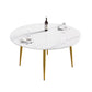 59.05"Modern man-made stone round golden metal dining table-position for 6 people