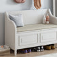 TREXM Rustic Style Solid wood Entryway Multifunctional Storage Bench with Safety Hinge (White+ Beige)