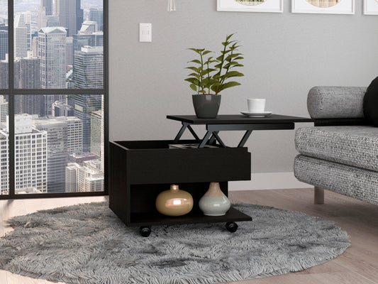 Peterson 1-Drawer 1-Shelf Lift Top  Coffee Table Black Wengue
