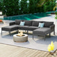 GO 6-Pieces Aluminum Patio Furniture Set, Modern Metal Outdoor Conversation Set Sectional Sofa With Removable Olefin Extra Thick Cushions 5.9" Cushion, Grey