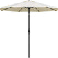 Simple Deluxe 9ft Outdoor Market Table Patio Umbrella with Button Tilt, Crank and 8 Sturdy Ribs for Garden,  Beige