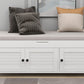 TREXM Storage Bench with 3 Shutter-shaped Doors, Shoe Bench with Removable Cushion and Hidden Storage Space (White, OLD SKU: WF284226AAK)