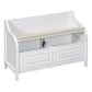 TREXM Rustic Style Solid wood Entryway Multifunctional Storage Bench with Safety Hinge (White+ Beige)