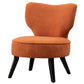 Teddy velvet Single accent chair, wooden legs, padded upholstery, High density foam, small modern armless chair, living room bedroom, ORANGE