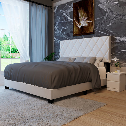 WHITE QUEEN SIZE ADJUSTABLE UPHOLSTERED BED FRAME AMERICAN SIMPLE AND VERSATILE STYLE,SUITABLE FOR ANY ROOM STYLE