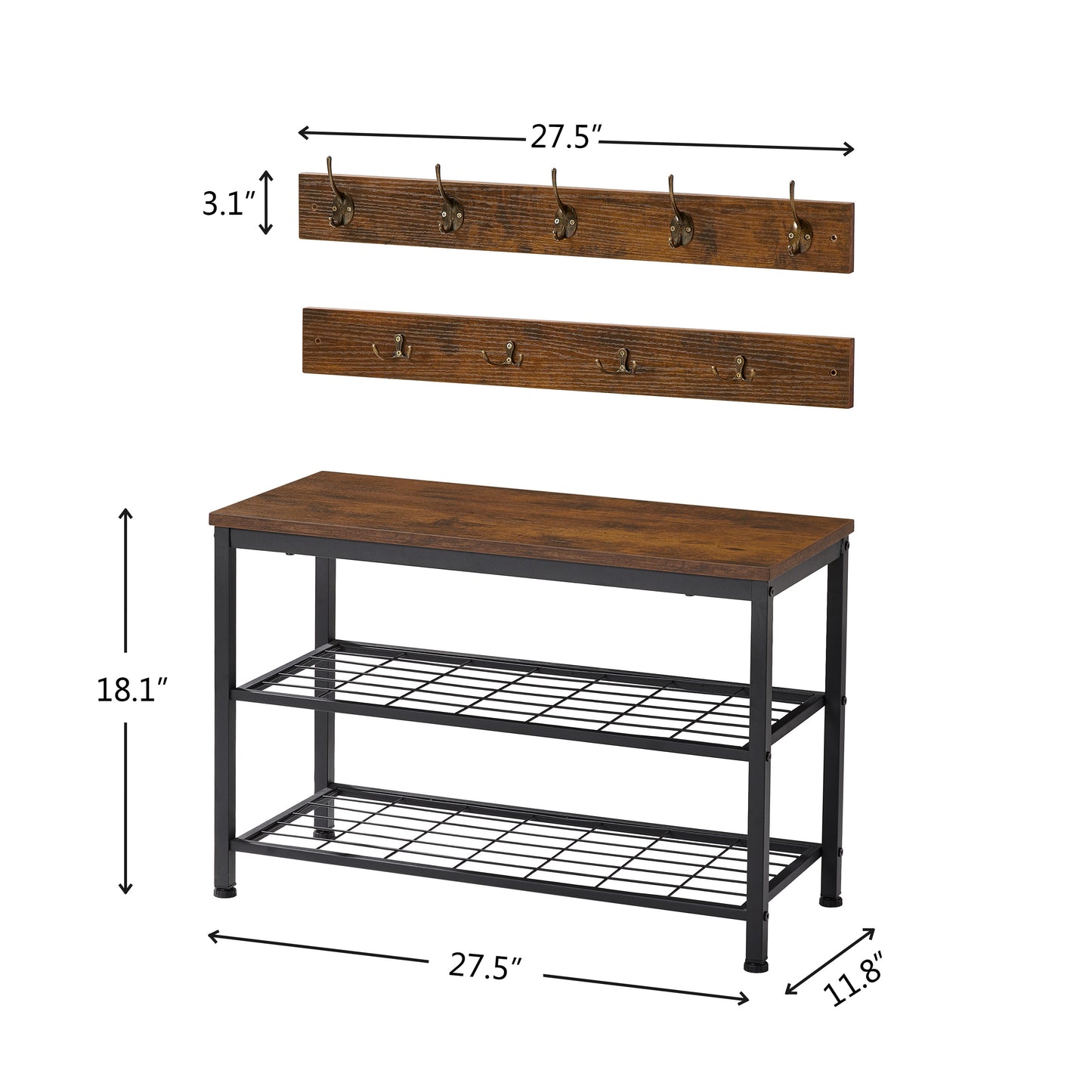 Coat Shoe Rack Bench Set,Entryway Shoe Rack Bench with Coat Hooks,Hall Tree Coat Rack