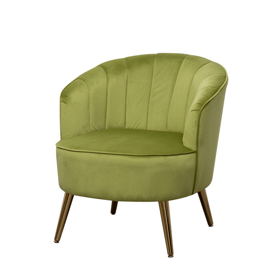 Velvet Accent Chair, Modern and Cozy Sofa Chair with Gold Metal Legs, Tufted Accent Armchair for Living Room/Bedroom/Office/Guest Room, Olive Green