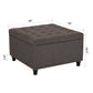 Large Square Storage Ottoman Bench, Tufted Upholstered Coffee Table with Storage, Oversized Storage Ottomans Toy Box Footrest for Living Room, Dark Grey