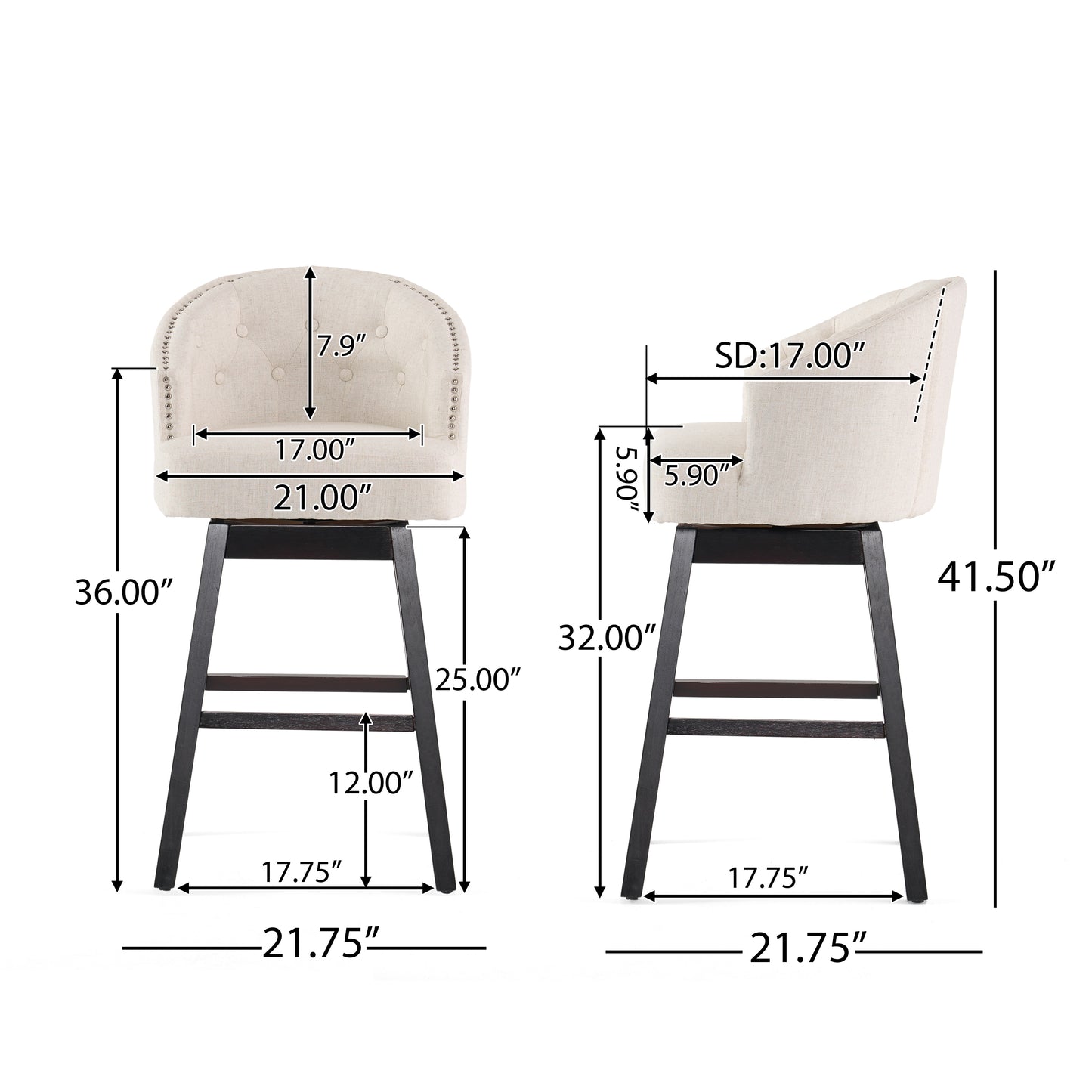 OGDEN KD SWIVEL BARSTOOL( SET OF 2 )