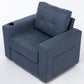 Modern Swivel Sofa, Ergonomic Casual 90 Degree Swivel Single Sofa Seat with Drink Holder Living Room Chair ,Soft Egyptian Velvet Sofa Chair (Blue)