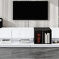 ON-TREND Sleek and Stylish TV Stand with Perfect Storage Solution, Two-tone Media Console for TVs Up to 80'', Functional TV Cabinet with Versatile Compartment for Living Room, White