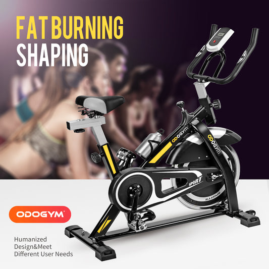 Indoor Cycling Bike Stationary - Exercise Bike with Comfortable Seat Cushion, Phone/Ipad Bracket, Heavy Flywheel and LCD Monitor for Home Gym