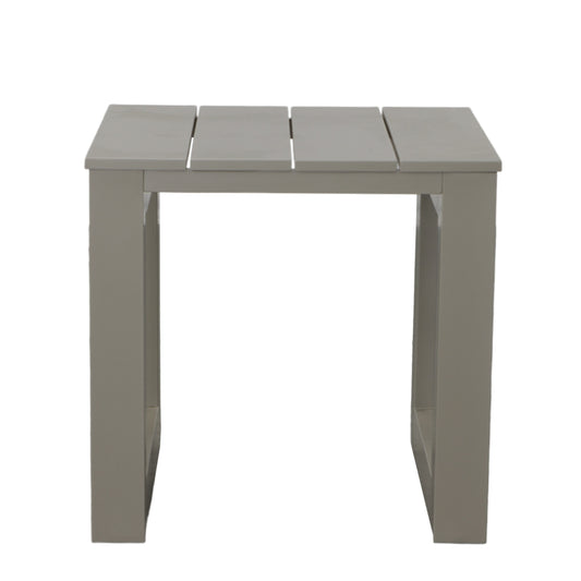 Versatile Patio End Table - Neutral Tones, Modern Geometric Pattern - Rust-Resistant Aluminum, Scratch and Weather-Resistant